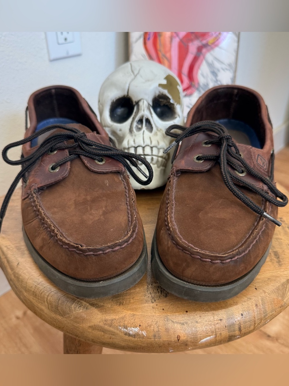 Sperry Boat Shoes Top-Sider Leeward 2-Eye Brown Oiled Leather ~ Size 9.5